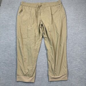 Athleta Joggers Women‎ 2X Beige Lightweight Stretch Casual Pants Zip Pockets